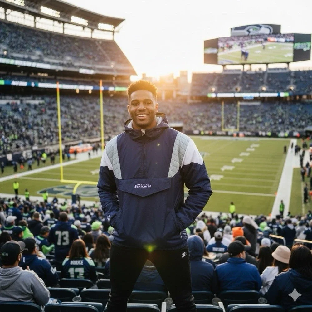 Seattle Seahawks Starter NFL Pullover Jacket XL YouthBlue Retro Throwback Hoodie